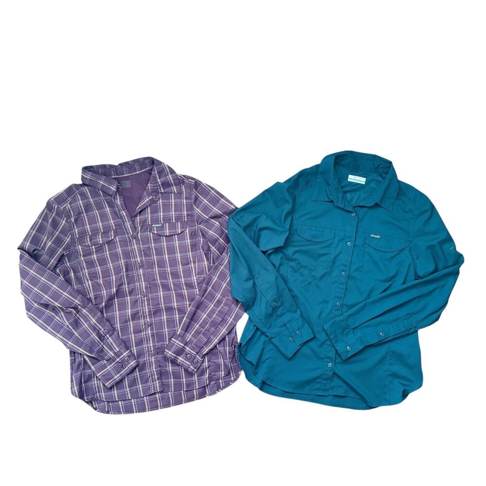 Columbia Women's Bundle Size M Long Sleeve Button Down Shirt 2 Pack EUC